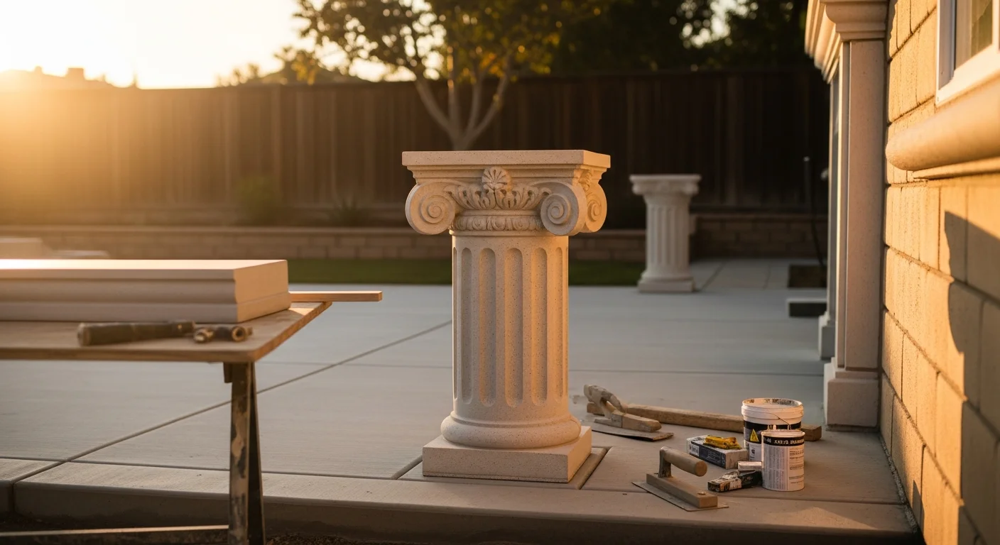 Custom precast concrete statues and decorative pillars